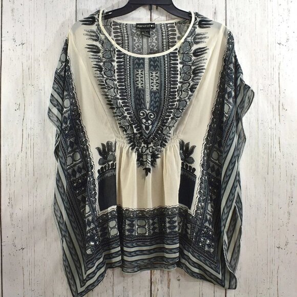 Women's Crown of Heart's Cover Up Bohemian Dolman Sleeve SMALL Multicolor - Picture 1 of 10